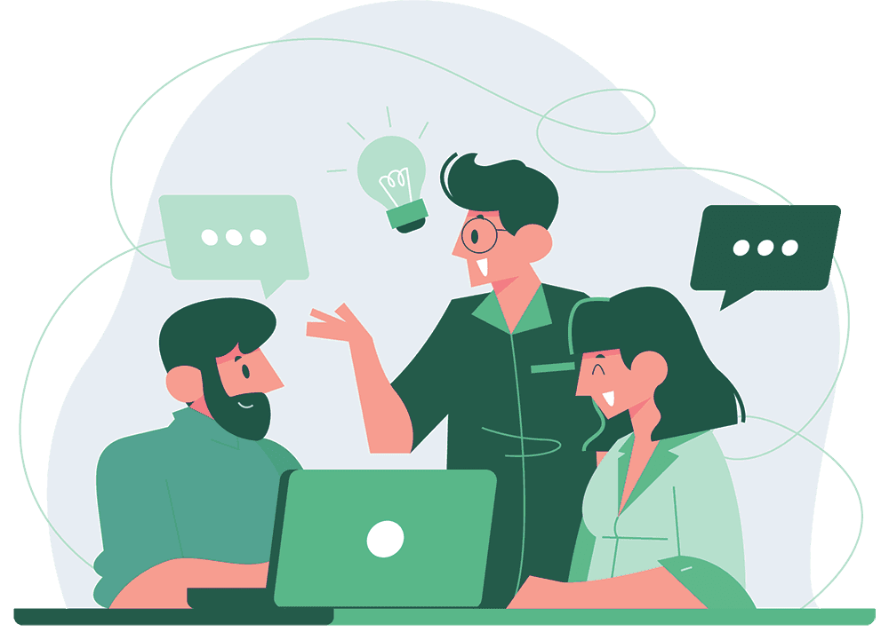 Equipe colaborando em um ambiente moderno